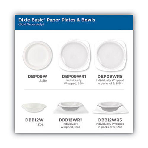 Dixie Everyday Disposable Dinnerware, Individually Wrapped, Bowl, 12 oz, White, 500/Carton (DBB12WR1)