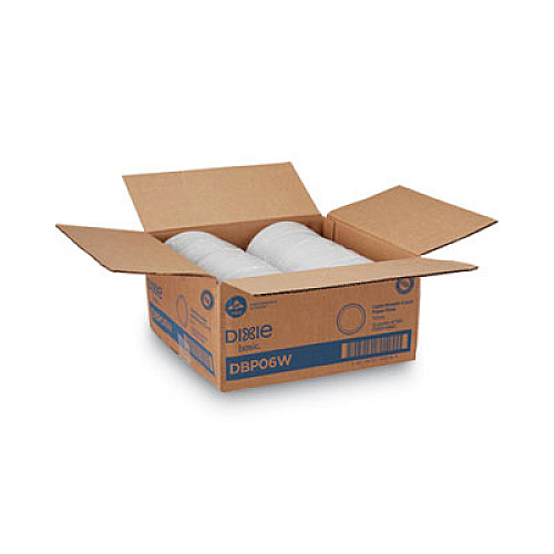Dixie Clay Coated Paper Plates, 6" dia, White, 100/Pack, 12 Packs/Carton (DBP06WCT)