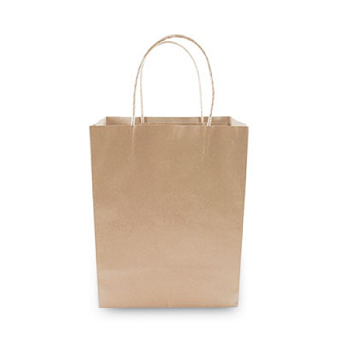 COSCO Premium Shopping Bag, Rope Handles, 8" x 4" x 10.25", Kraft, 50/Box (098375)