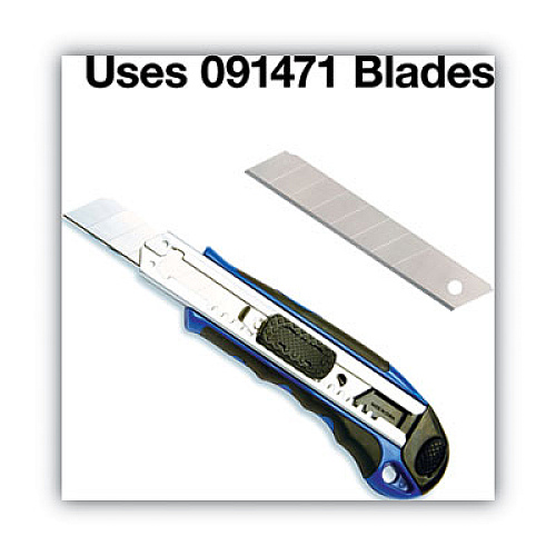 COSCO Heavy-Duty Snap Blade Utility Knife, Four 8-Point Blades, Retractable 4" Blade, 5.5" Plastic/Rubber Handle, Blue (091514)