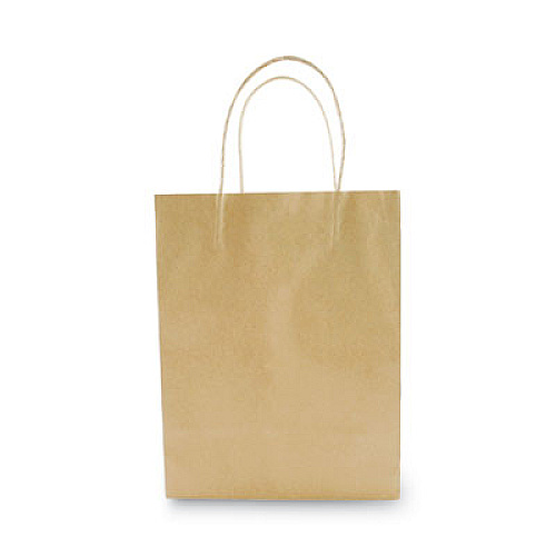 COSCO Premium Shopping Bag, Rope Handles, 8" x 4" x 10.25", Kraft, 50/Box (098375)