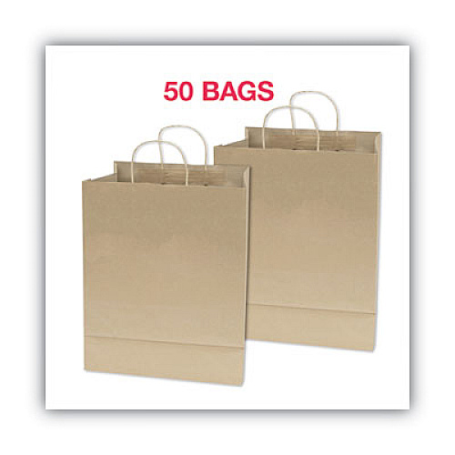 COSCO Premium Shopping Bag, 10"  x 4.5" x 13", Brown Kraft, 50/Box (091565)