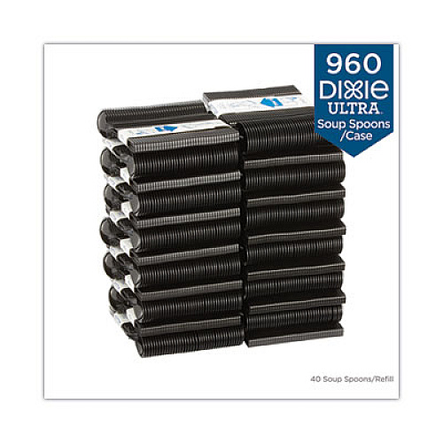 Dixie SmartStock Tri-Tower Dispensing System Polypropylene Cutlery, Mediumweight Soup Spoon, Plastic, Black, 40/Pack, 24 Packs/CT (DUSSPS5)
