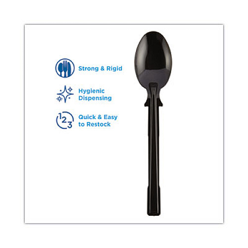 Dixie SmartStock Tri-Tower Dispensing System Polystyrene Cutlery, Mediumweight Spoon, Plastic, Black, 40/Pack, 24 Packs/Carton (DUSST5)