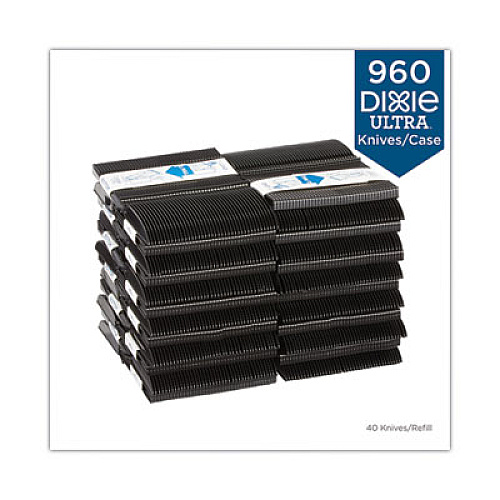 Dixie SmartStock Tri-Tower Dispensing System Polypropylene Cutlery, Mediumweight Knife, Plastic, Black, 40/Pack, 24 Packs/Carton (DUSSPK5)