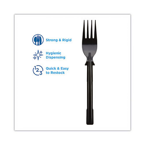 Dixie SmartStock Tri-Tower Dispensing System Polystyrene Cutlery, Mediumweight Fork, Plastic, Black, 40/Pack, 24 Packs/Carton (DUSSF5)