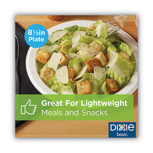 Dixie White Paper Plates, 8.5" dia, Individually Wrapped, White, 500/Carton (DBP09WR1)