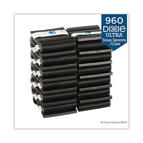 Dixie SmartStock Tri-Tower Dispensing System Polystyrene Cutlery, Mediumweight Soup Spoon, Plastic, Black, 40/Pack, 24 Packs/Carton (DUSSS5)