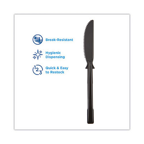 Dixie SmartStock Tri-Tower Dispensing System Polypropylene Cutlery, Mediumweight Knife, Plastic, Black, 40/Pack, 24 Packs/Carton (DUSSPK5)