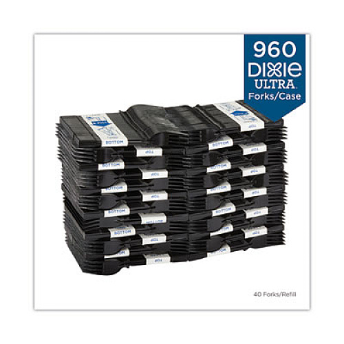 Dixie SmartStock Tri-Tower Dispensing System Polystyrene Cutlery, Mediumweight Fork, Plastic, Black, 40/Pack, 24 Packs/Carton (DUSSF5)