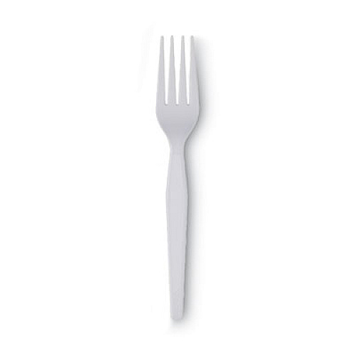 Dixie Plastic Cutlery, Heavyweight Fork, White, 100/Box, 10 Boxes/Carton (FH207CT)