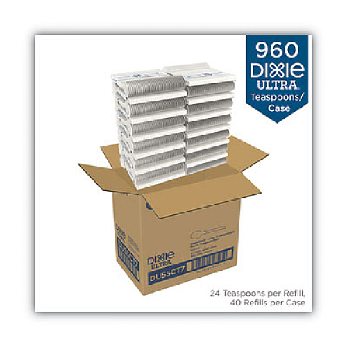 Dixie SmartStock Tri-Tower Dispensing System Cutlery, Heavyweight Spoon, Plastic, Natural, 40/Pack, 24 Packs/Carton (DUSSCT7)