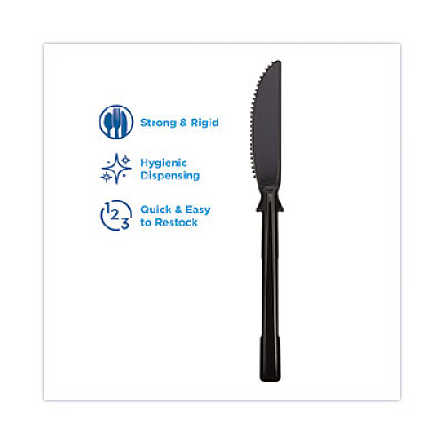 Dixie SmartStock Tri-Tower Dispensing System Polystyrene Cutlery, Mediumweight Knife, Plastic, Black, 40/Pack, 24 Packs/Carton (DUSSK5)