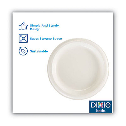 Dixie White Paper Plates, 8.5" dia, Wrapped in Packs of 5, White, 5/Pack, 100 Packs/Carton (DBP09WR5)