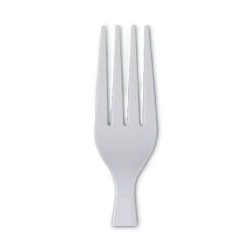 Dixie Plastic Cutlery, Heavyweight Fork, White, 100/Box (FH207)