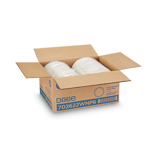 Dixie White Paper Plates, 6" dia, 500/Packs, 2 Packs/Carton (702622WNP6)