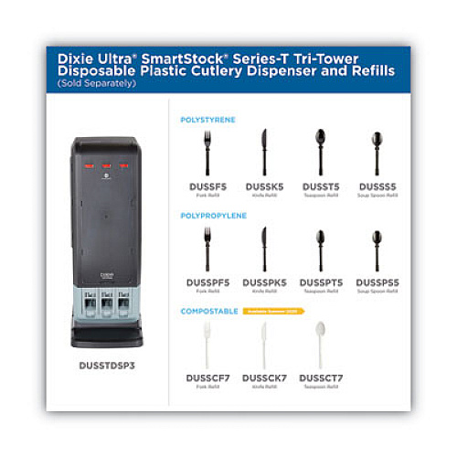 Dixie SmartStock Tri-Tower Dispensing System Cutlery, Heavyweight Fork, Plastic, Natural, 40/Pack, 24 Packs/Carton (DUSSCF7)