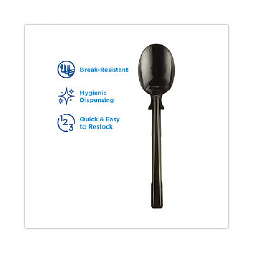 Dixie SmartStock Tri-Tower Dispensing System Polypropylene Cutlery, Mediumweight Soup Spoon, Plastic, Black, 40/Pack, 24 Packs/CT (DUSSPS5)