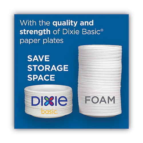 Dixie White Paper Plates, 8.5" dia, Wrapped in Packs of 5, White, 5/Pack, 100 Packs/Carton (DBP09WR5)