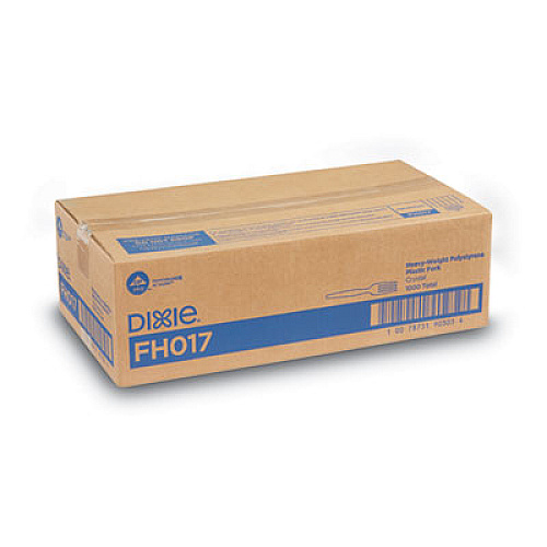 Dixie Plastic Cutlery, Heavyweight Fork, Clear, 1,000/Carton (FH017)