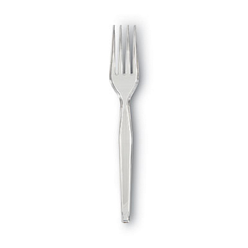 Dixie Plastic Cutlery, Heavyweight Fork, Clear, 1,000/Carton (FH017)
