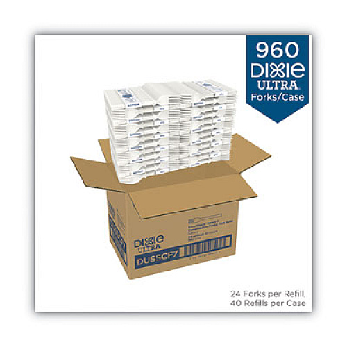 Dixie SmartStock Tri-Tower Dispensing System Cutlery, Heavyweight Fork, Plastic, Natural, 40/Pack, 24 Packs/Carton (DUSSCF7)