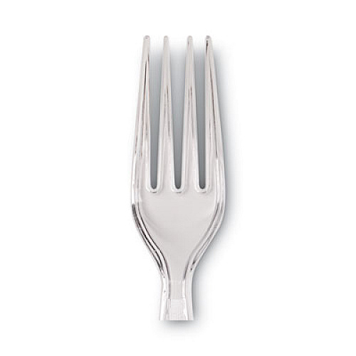 Dixie Plastic Cutlery, Heavyweight Fork, Clear, 1,000/Carton (FH017)