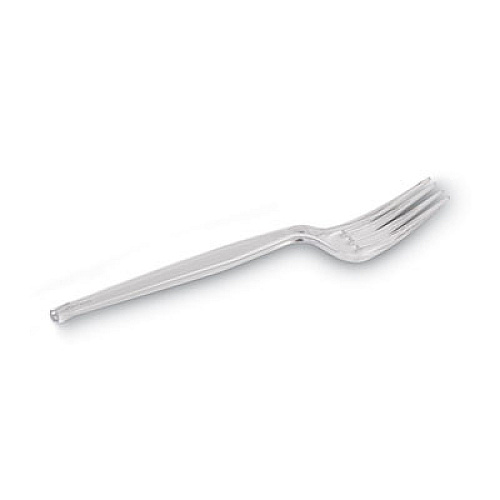 Dixie Plastic Cutlery, Heavyweight Fork, Clear, 1,000/Carton (FH017)