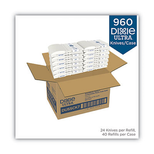 Dixie SmartStock Tri-Tower Dispensing System Cutlery, Heavyweight Knife, Plastic, Natural, 40/Pack, 24 Packs/Carton (DUSSCK7)