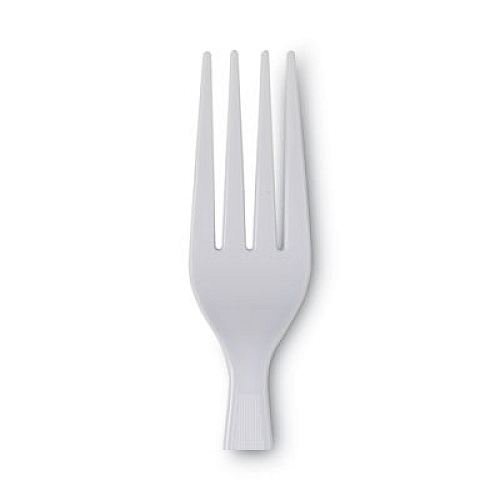 Dixie Plastic Cutlery, Heavyweight Fork, White, 100/Box, 10 Boxes/Carton (FH207CT)