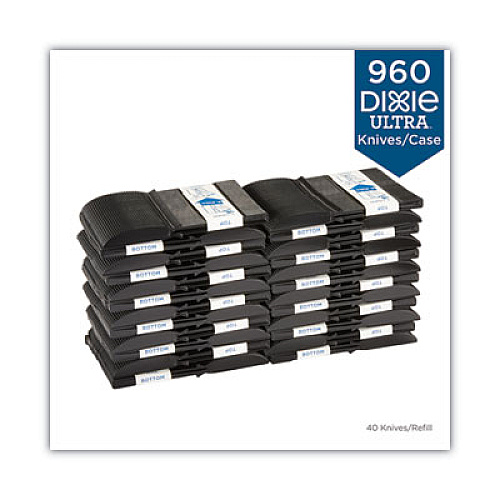 Dixie SmartStock Tri-Tower Dispensing System Polystyrene Cutlery, Mediumweight Knife, Plastic, Black, 40/Pack, 24 Packs/Carton (DUSSK5)