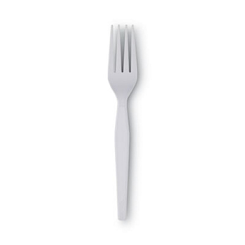 Dixie Plastic Cutlery, Heavyweight Fork, White, 100/Box (FH207)