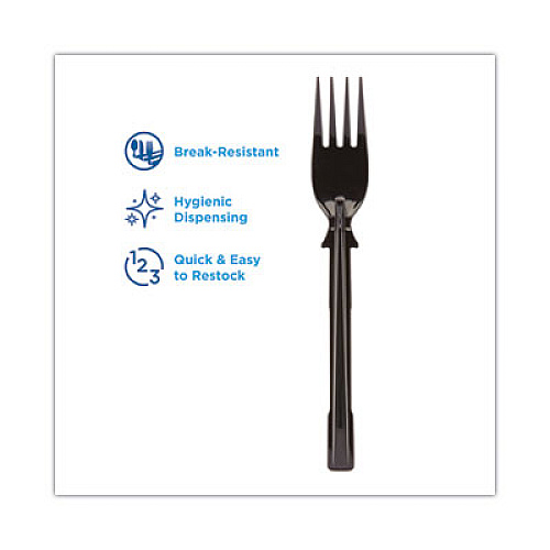 Dixie SmartStock Tri-Tower Dispensing System Polypropylene Cutlery, Mediumweight Fork, Plastic, Black, 40/Pack, 24 Packs/Carton (DUSSPF5)