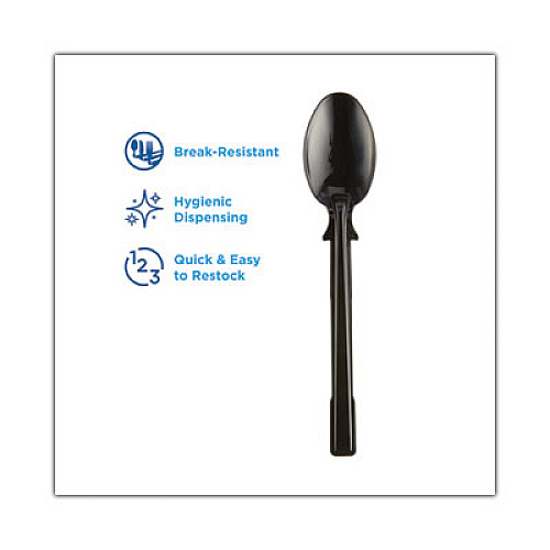 Dixie SmartStock Tri-Tower Dispensing System Polypropylene Cutlery, Mediumweight Spoon, Plastic, Black, 40/Pack, 24 Packs/Carton (DUSSPT5)