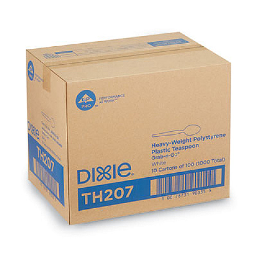 Dixie Plastic Cutlery, Heavyweight Spoon, White, 100/Box, 10 Boxes/Carton (TH207CT)