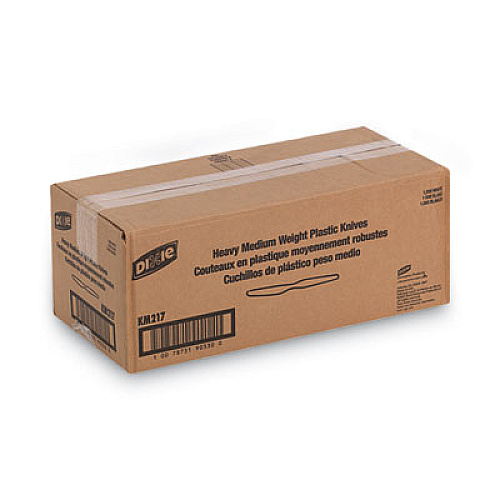 Dixie Plastic Cutlery, Heavy Mediumweight Knife, White, 1,000/Carton (KM217)