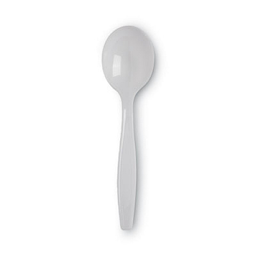Dixie Plastic Cutlery, Heavyweight Soup Spoon, White, 100/Box (SH207)