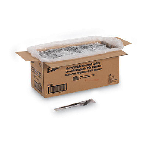 Dixie Individually Wrapped Heavyweight Forks, Plastic, Black, 1,000/Carton (FH53C7)