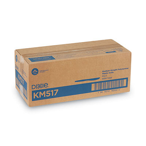 Dixie Plastic Cutlery, Heavy Mediumweight Knife, Black, 1,000/Carton (KM517)