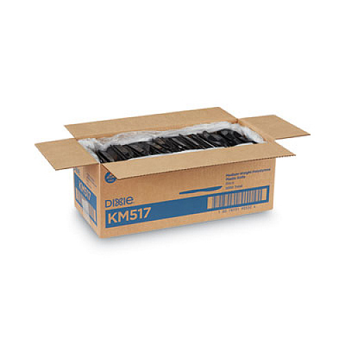 Dixie Plastic Cutlery, Heavy Mediumweight Knife, Black, 1,000/Carton (KM517)