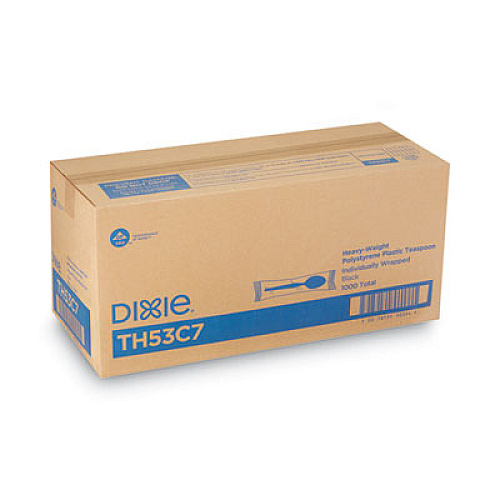 Dixie Individually Wrapped Heavyweight Spoon, Plastic, Black, 1,000/Carton (TH53C7)
