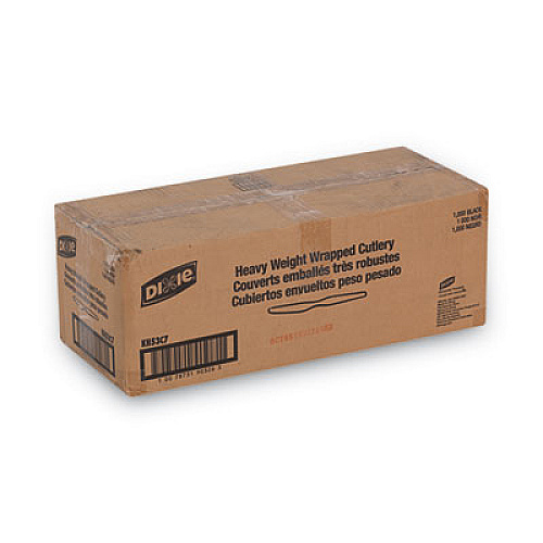 Dixie Individually Wrapped Heavyweight Knives, Plastic, Black, 1,000/Carton (KH53C7)