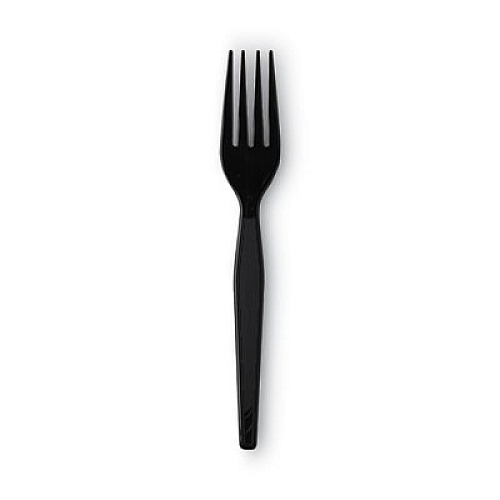 Dixie Individually Wrapped Heavyweight Forks, Plastic, Black, 1,000/Carton (FH53C7)