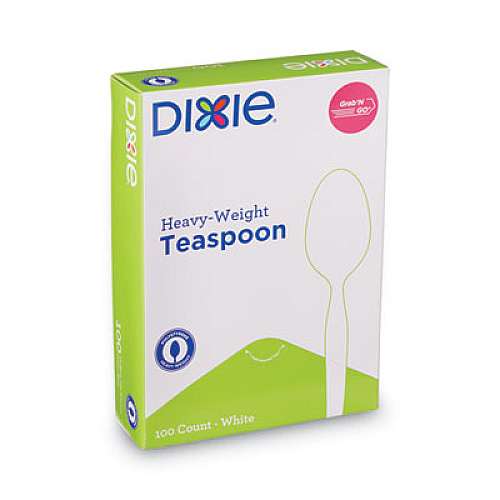 Dixie Plastic Cutlery, Heavyweight Spoon, White, 100/Box (TH207)