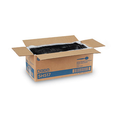 Dixie Plastic Cutlery, Heavyweight Soup Spoon, Black, 1,000/Carton (SH517)