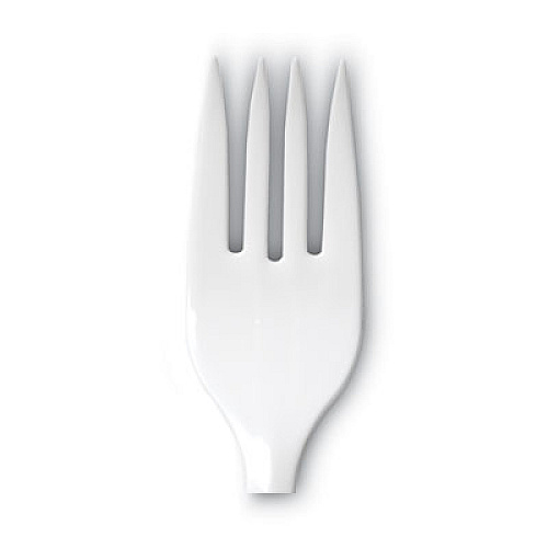 Dixie Plastic Cutlery, Mediumweight Fork, Plastic, White, 1,000/Carton (PFM21)