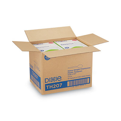 Dixie Plastic Cutlery, Heavyweight Spoon, White, 100/Box, 10 Boxes/Carton (TH207CT)