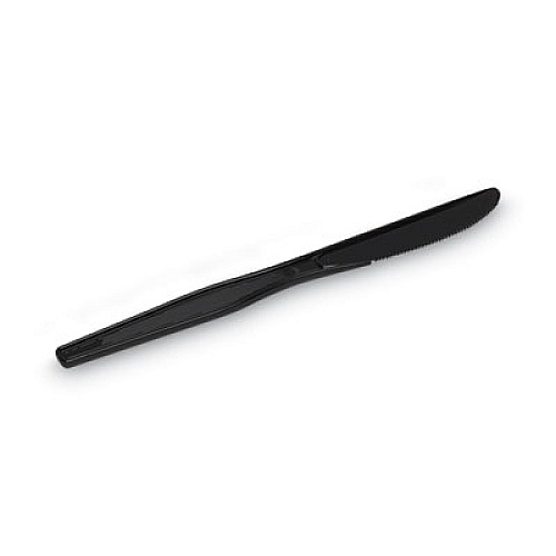 Dixie Plastic Tableware, Heavy Mediumweight Knives, Black, 100/Box (KM507)
