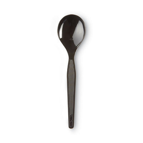 Dixie Plastic Cutlery, Heavyweight Soup Spoon, Black, 1,000/Carton (SH517)