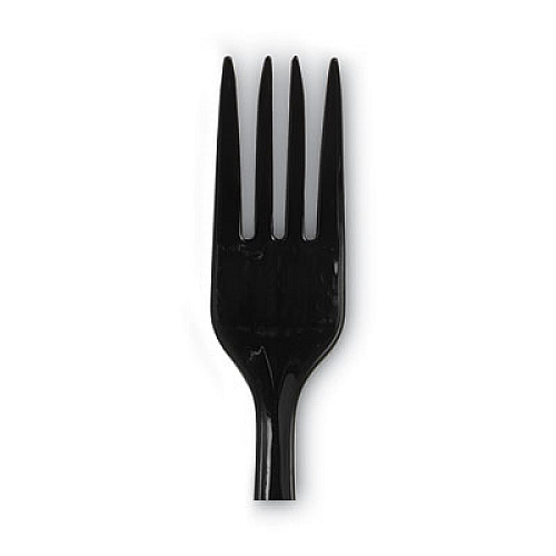 Dixie Individually Wrapped Heavyweight Forks, 6.88", Plastic, Black, 1,000/Carton (PFH53C)